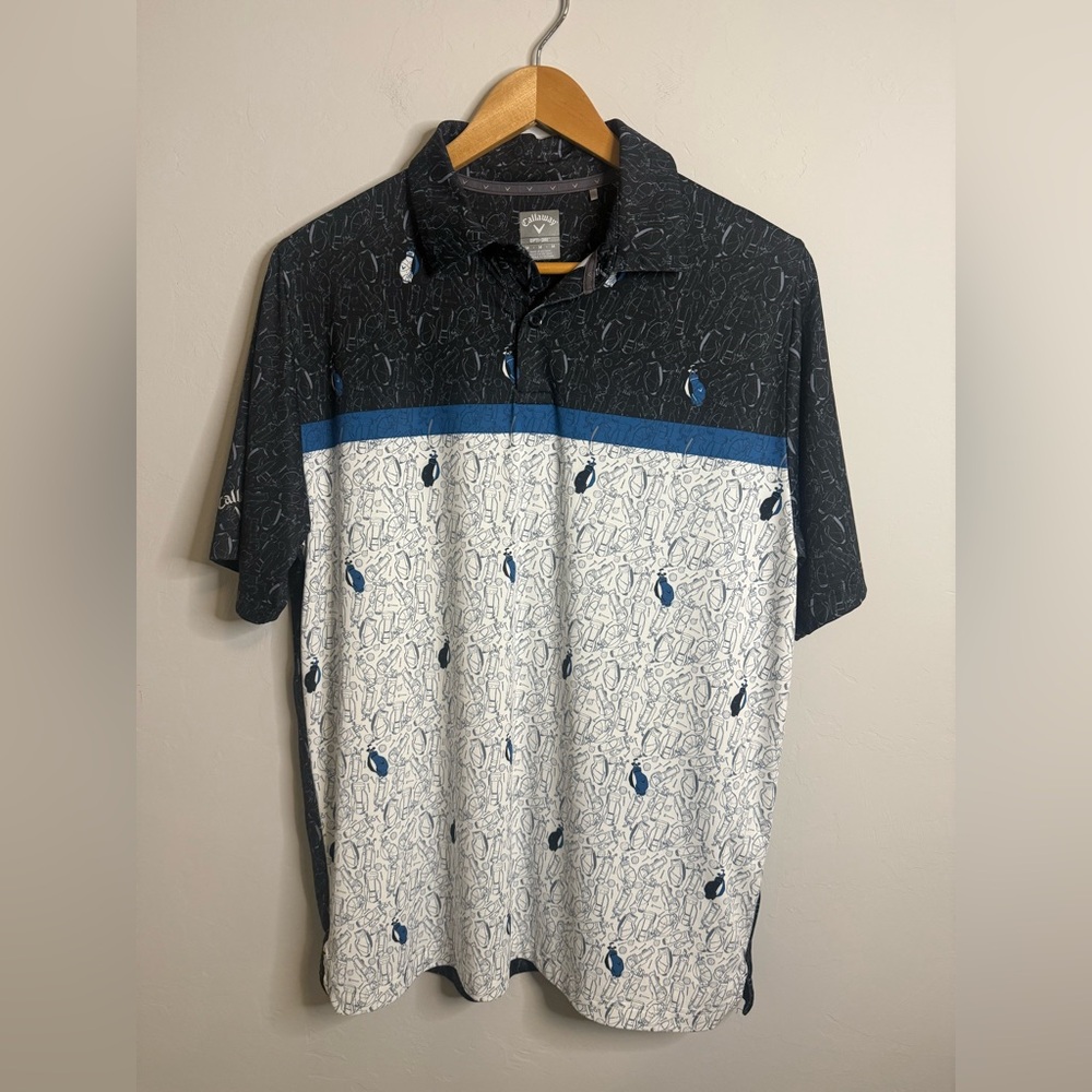 Callaway Men's Black, White, and Blue Polo Shirt
